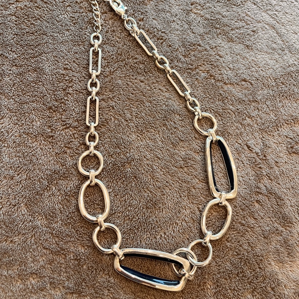 Elegant Silver and Blue Chain Necklace WHBM $12